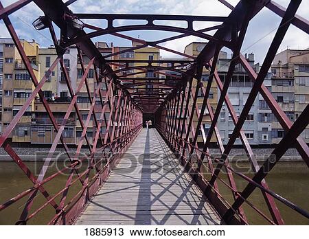 People Walking Across Bridge Over The Riu Onyar View Large Photo Image Stock Image - People Walking Across Bridge Over The Riu Onyar. Fotosearch