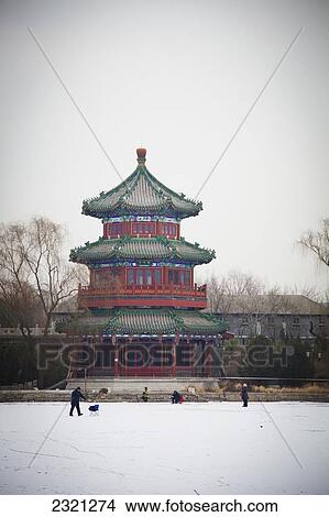 People walking on lake at Houhai Park; Shichahai, Beijing, China View Large Photo Image Picture - People walking on lake at Houhai Park; Shichahai, Beijing, China. Fotosearch