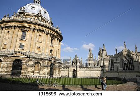 Stock Photograph - People Walking Outside Radcliffe Camera; Oxford, England. Fotosearch