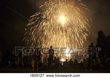 Stock Photo - People Watching Fireworks Display. Fotosearch