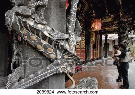 Picture - People Worshiping At Temple Bao-An, Taipei, Taiwan. Fotosearch
