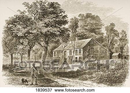 Stock Photo - Pepperell Near Boston Massachusetts In 1870S. Home Of Historian William Hickling Prescott. From American Pictures Drawn With Pen And Pencil By Rev Samuel Manning Circa 1880. Fotosearch