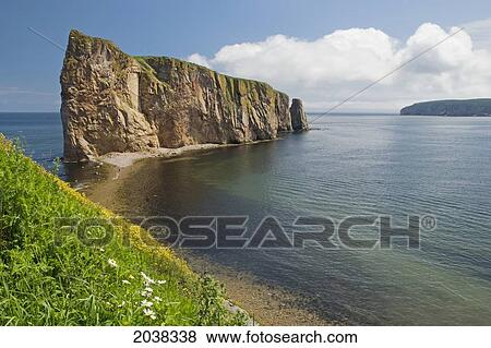 Perce Rock; Quebec Canada View Large Photo Image Stock Photo - Perce Rock; Quebec Canada. Fotosearch