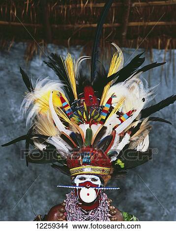 Picture - Performer from the Eastern Highlands at the Goroka Show; Goroka, Eastern Highlands, Papua New Guinea. Fotosearch