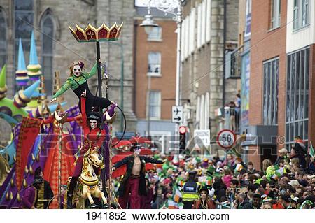 Performers And A Crowd For The Saint Patrick's Day Parade; Dublin Ireland View Large Photo Image Stock Image - Performers And A Crowd For The Saint Patrick's Day Parade; Dublin Ireland. Fotosearch