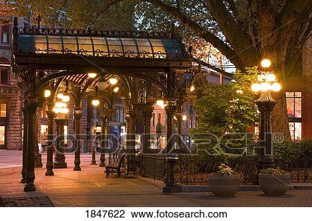 Stock Image - Pergola In Pioneer Square; Seattle, Washington State, Usa. Fotosearch