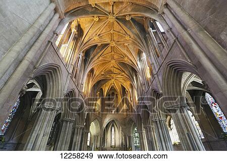 Stock Photo - Pershore Abbey interior; Pershore, Worcestershire, England. Fotosearch
