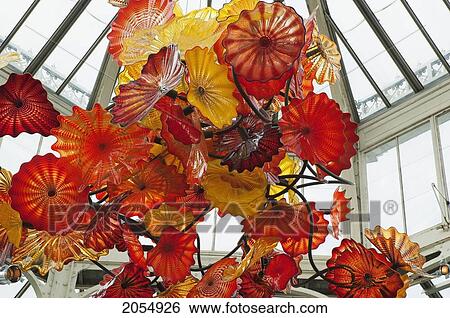 Stock Photograph - Persian Chandelier By Dale Chihuly In The Temperate House, Royal Botanic Gardens, Kew, Surrey, England, United Kingdom. Fotosearch