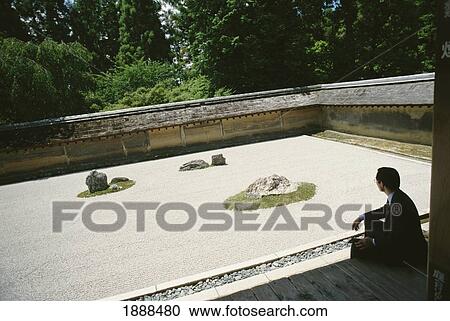 Person Sitting Beside Abbots Garden Of Ryoanji View Large Photo Image Stock Image - Person Sitting Beside Abbots Garden Of Ryoanji. Fotosearch