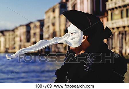 Person Wearing Mask At Venice Carnival, Profile View Large Photo Image Stock Photo - Person Wearing Mask At Venice Carnival, Profile. Fotosearch