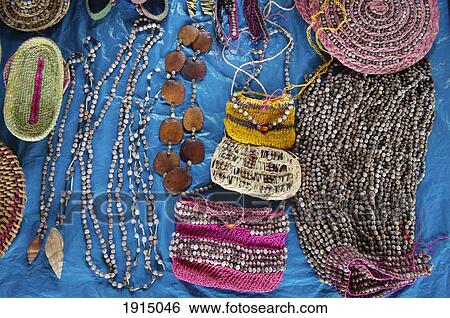 Stock Photograph - Peru, Village Handicrafts For Sale; Amazon. Fotosearch