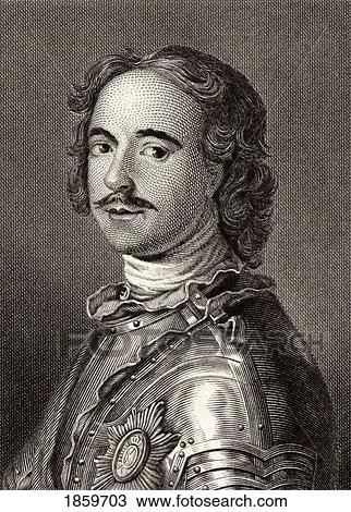 Stock Image - Peter The Great Or Peter I 1672-1725. Tsar Of Russia 1682-1725. 19Th Century Print Engraved By Edward F. Finden From The Painting By Nattiere.. Fotosearch