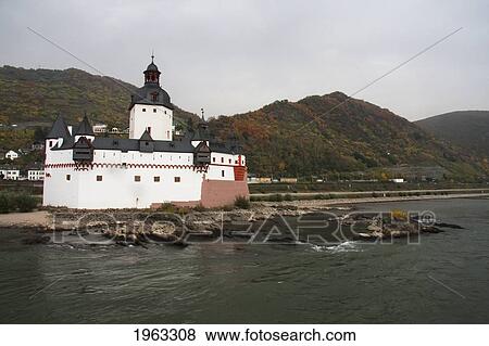 Stock Photo - Pfalzgrafenstein, A Tall Castle On Falkenau Island In The Rhine River, Rhineland-Palatinate, Germany. Fotosearch