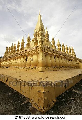 Stock Photo - Pha That Luang Stupa; Vientiane, Laos. Fotosearch