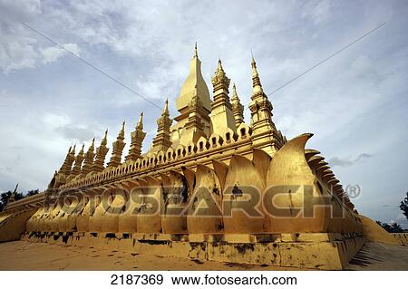 Stock Photo - Pha That Luang Stupa; Vientiane, Laos. Fotosearch