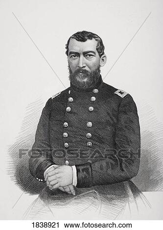 Stock Image - Philip H. Sheridan 1831 To 1888. Union General During American Civil War. From Photograph By Matthew Brady. Fotosearch
