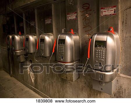 Stock Photo - Phone Boxes; Venice, Italy. Fotosearch