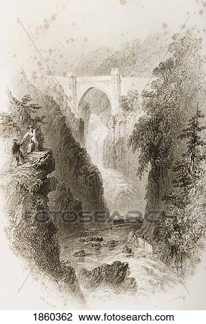 Stock Image - Phoul A Phuca Falls, Ireland. Drawn By W. H. Bartlett, Engraved By J. Cousen. From ÃƒÆ’Ã‚Â´The Scenery And Antiquities Of IrelandÃƒÆ’Ã‚Â¶ By N. P. Willis And J. Stirling Coyne. Illustrated From Drawings By W. H. Bartlett. Published London C. 1841.. Fotosearch