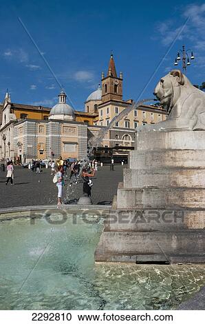 Stock Image - Piazza Del Popolo, Rome, Italy. Fotosearch