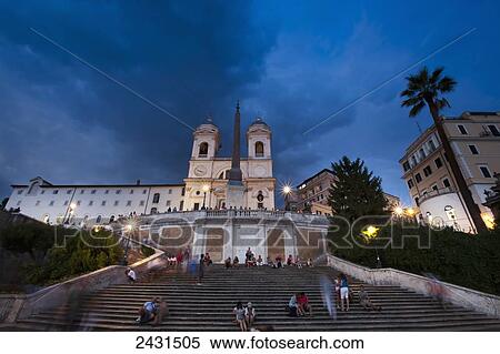 Stock Photography - Piazza di Spagna at dusk; Rome, Italy. Fotosearch