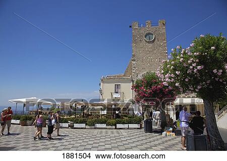Piazza Ix Aprile; Taormina, Sicily, Italy View Large Photo Image Picture - Piazza Ix Aprile; Taormina, Sicily, Italy. Fotosearch