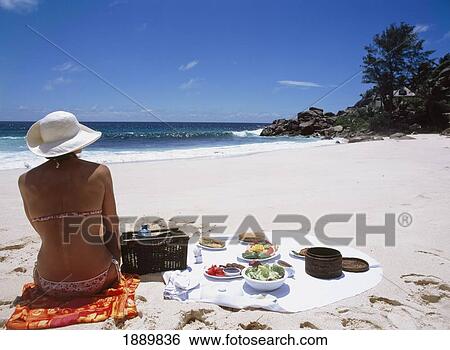 Stock Photograph - Picnic On Beach At Banyan Tree Hotel. Fotosearch