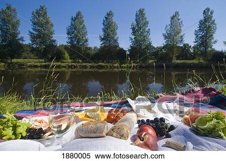 Picnic On The Banks Of The Nantes Brest Canal, Low Angle View View Large Photo Image Stock Photography - Picnic On The Banks Of The Nantes Brest Canal, Low Angle View. Fotosearch
