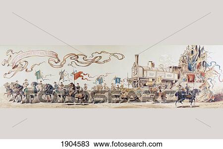 Picture Celebrating The First Train From Brussels To Mechlin In 1835. It Was The First Railway In Continental Europe. After A Watercolour By A. Heins. From Cortege Historique Des Moyens De Transport. Published Brussels, 1886. View Large Photo Image Stock Image - Picture Celebrating The First Train From Brussels To Mechlin In 1835. It Was The First Railway In Continental Europe. After A Watercolour By A. Heins. From Cortege Historique Des Moyens De Transport. Published Brussels, 1886.. Fotosearch