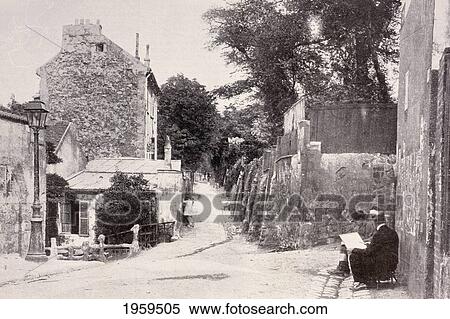 Stock Photography - Picturesque Street Of Old Montmartre, Paris, Late 19Th Century. From La Esfera, 1914.. Fotosearch