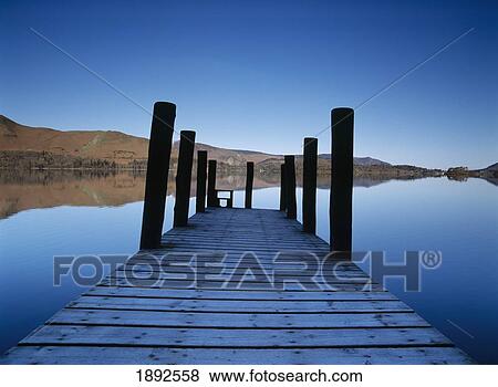 Stock Photo - Pier On Lake At Derwent Water. Fotosearch