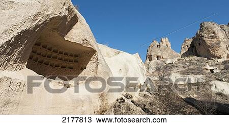 Stock Image - Pigeon House At Pancarlik Church And Monastery; Nevsehir Turkey. Fotosearch