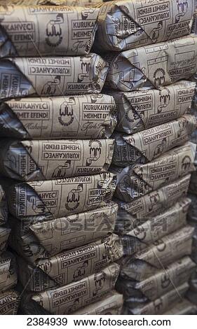 Stock Photo - Piles of paper packages; Istanbul, Turkey. Fotosearch
