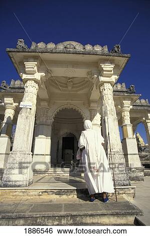 Stock Photograph - Pilgrim At Jain Temple On Shatrunjaya Hill. Fotosearch