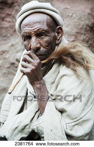 Picture - Pilgrim at the Orthodox Easter celebrations; Lalibela, Ethiopia. Fotosearch