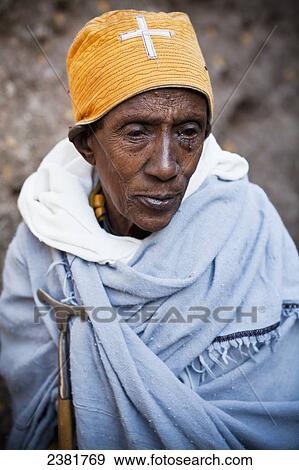 Stock Photo - Pilgrim at the Orthodox Easter celebrations; Lalibela, Ethiopia. Fotosearch