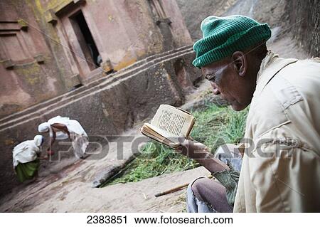 Stock Image - Pilgrims at the Orthodox Easter celebrations; Lalibela, Ethiopia. Fotosearch