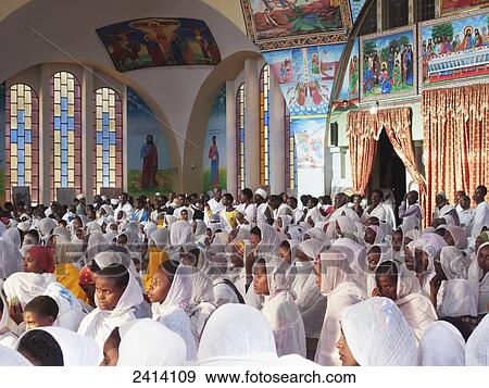 Stock Photo - Pilgrims celebrating Good Friday (Siklet), St Mary of Zion cathedral; Axum, Tigray region, Ethiopia. Fotosearch