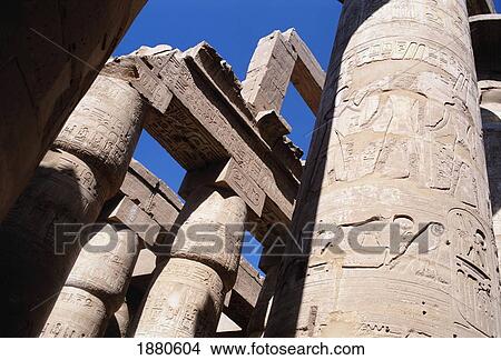 Picture - Pillar In Great Hypostyle Hall, Temple At Karnak. Fotosearch