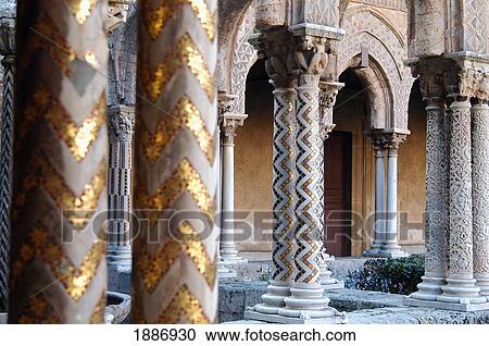Pillars Of The Benedictine Cloister At Monreale View Large Photo Image Stock Image - Pillars Of The Benedictine Cloister At Monreale. Fotosearch