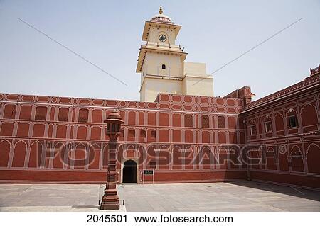 Stock Image - Pink Courtyard At The City Palace, Jaipur, Rajasthan, India. Fotosearch