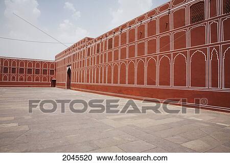 Stock Image - Pink Courtyard At The City Palace, Jaipur, Rajasthan, India. Fotosearch