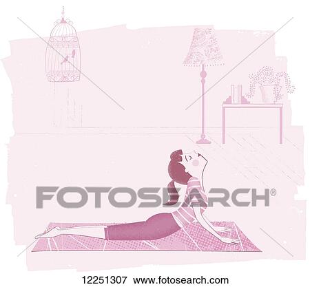 Pink illustration of a woman doing a yoga pose View Large Photo Image Stock Photo - Pink illustration of a woman doing a yoga pose. Fotosearch