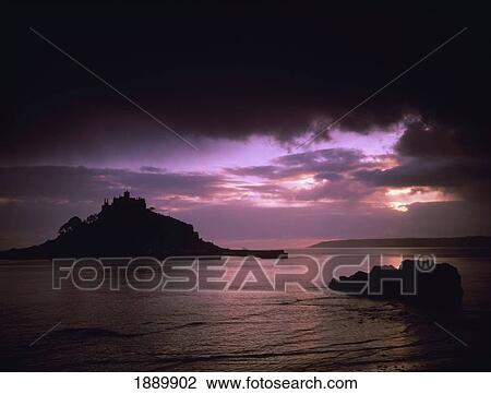 Stock Image - Pink Sky Over St. Michael's Mount.. Fotosearch