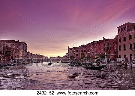Stock Image - Pink sunset; Venice, Italy. Fotosearch