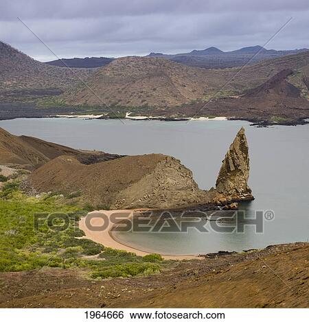 Stock Photograph - Pinnacle Rock On Bartolome Island; Galapagos Equador. Fotosearch