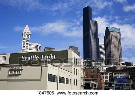 Stock Photography - Pioneer Square And Seattle Skyline; Seattle, Washington State, Usa. Fotosearch