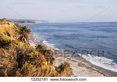 Stock Image - Pipe's surf beach; Encinitas, California, United States of America. Fotosearch
