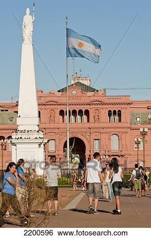 Stock Photograph - Piramide De Mayo And Casa Rosada, Buenos Aires, Argentina. Fotosearch