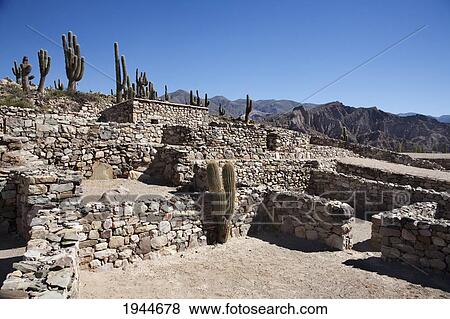 Stock Photo - Pircas (stone fences) for llamas at the Pre-Columbian fortification of Pucara de Tilcara, Jujuy, Argentina. Fotosearch