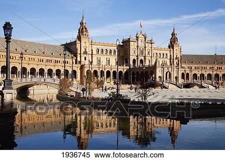 Placa De Espana Reflected In The Water; Sevilla Andalusia Spain View Large Photo Image Stock Photography - Placa De Espana Reflected In The Water; Sevilla Andalusia Spain. Fotosearch